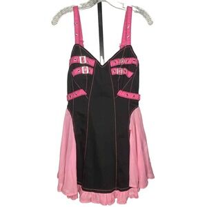 Tripp NYC Hot‎ Pink black Dress size small cyberpunk whimsigoth steampunk short